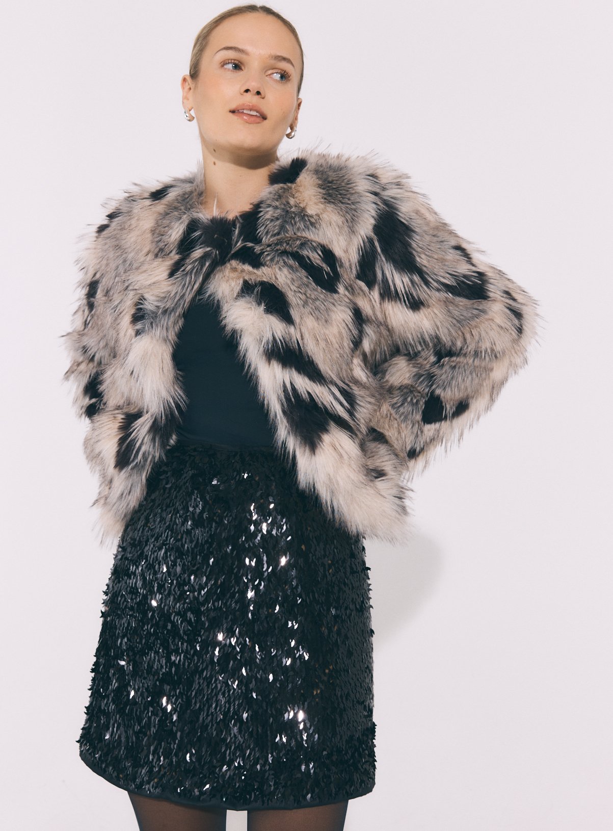 Collarless Fur Crop Jacket XXL - Image 2 thumbnail
